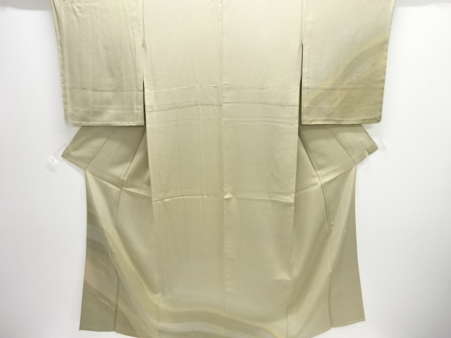 未使用品　仕立て上がり　作家物　よろけ縞模様一つ紋単衣訪問着